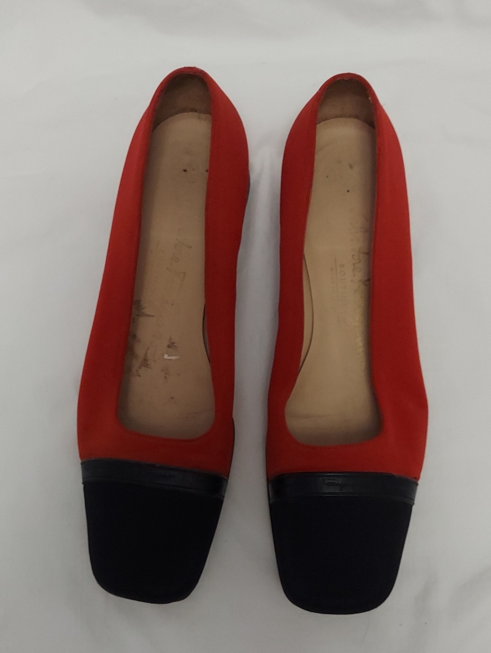 VTG Salvatore Ferragamo Cap Toe Pumps Block Heel 1" Womens 7.5 - Picture 3 of 12
